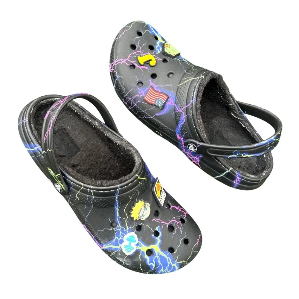Crocs Bistro Graphic‎ Slip Resistant Work Clogs Size M11 Black Lightning Bolts